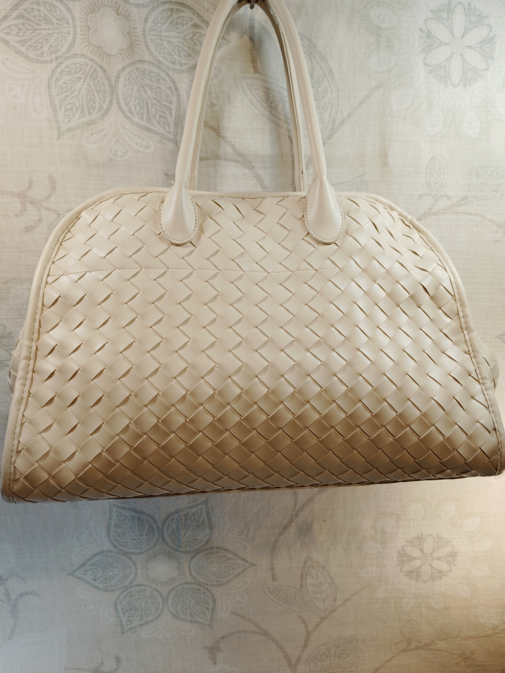 Rhonda-Urban Expressions Cream Woven Satchel - Picture 2 of 8